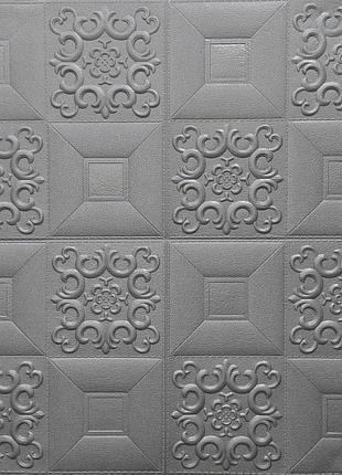 Самоклеющаяся потолочно-стеновая панель серебряный узор 700x700x3мм