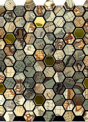 Самоклеющаяся алюминиевая плитка коричневая мозаика 300х300х3мм