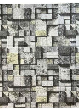 Самоклеюча стінова панель 3d сіра мозаїка 700*770*3мм