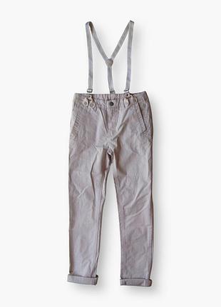 Бежеві легкі штани штани чиноси з бавовняного твілу з підтяжками orchestra 13 14 років