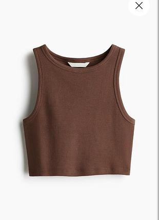 Коричневий топ в рубчик