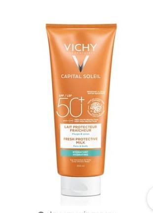 Молочко солнцезащитное vichy capital soleil водостойкое, с гиалуроновой кислотой, технология мульти-защиты, spf 50+, 300 мл