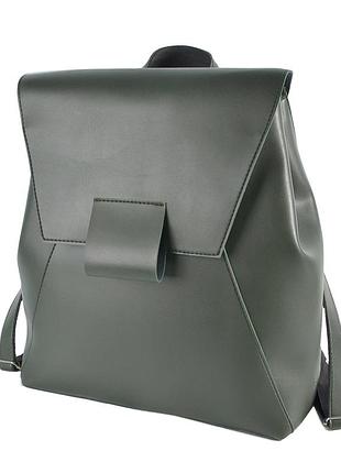 Темно-зеленый - большой качественный рюкзак с одним отделением на молнии, под клапаном (луцк, 732)