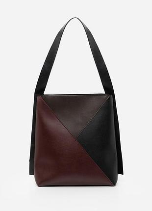 Бордо-шоколад - формат а4 - качественная и элегантная сумка на молнии с комбинированными вставками (луцк, 851)