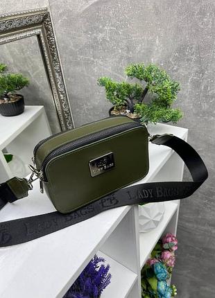 Хаки - фурн.серебро – стильный каркасный элегантный клатч на одно отделение с двумя молниями (0490)