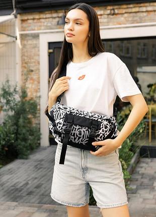 Велика жіноча поясна сумка бананка високої якості українського виробництва- принт "graphity"