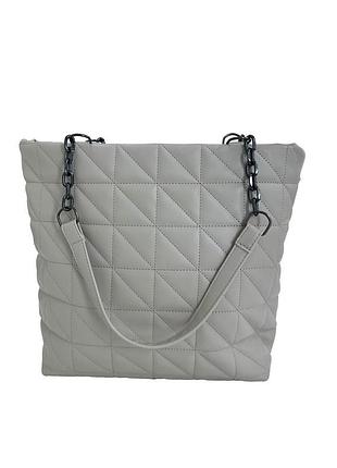 Беж тауп — молодежная, стеганая, качественная, вместительная сумка, легко вмещает формат а4 (луцк, 848)