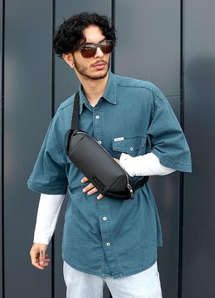 Сумка на пояс бананка високої якості українського виробництва  топ  -  чорна з перфорацією