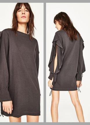 Оригінальне плаття  з пишним рукавом /манжет шнуровка/розмір м/zara/🔥💖