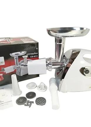 Мясорубка электрическая crownberg cb 4213 с насадкой для томата 3000 вт