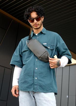 Сумка на пояс бананка високої якості українського виробництва  топ  -  чорна з перфорацією