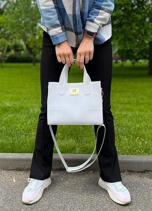 Белая – стильная сумка высокого качества – хорошо держит форму – в стиле totе bag (0551)
