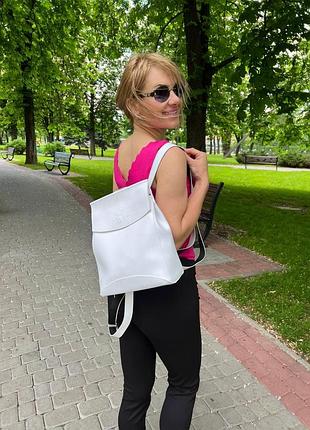 Белый - большой рюкзак-трансофрмер (сумка-рюкзак) lady bags - школа, институт (2031)