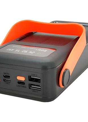 Повербанк new на солнечной батареи 50000 mah c usb и встроенными кабелями powerbank js-635cx