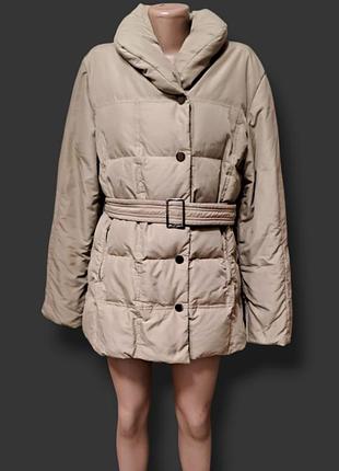 Женская пуховик zara бежевая пуховая куртка