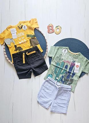 Костюм летний детский 80см, 12-18месяц, ovs, c&amp;a, cool club, польша, 1-1,5роки, комплект для мальчика/девочки, футболка+шорты, майка+шорты
