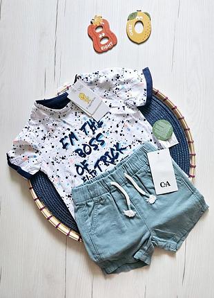 Костюм летний детский 80см, 12-18месяц, ovs, c&amp;a, cool club, польша, 1-1,5роки, комплект для мальчика/девочки, футболка+шорты, майка+шорты