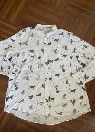 Нова великий розмір сорочка з віскози з котами tu 20/ 54-56 uk 🇬🇧