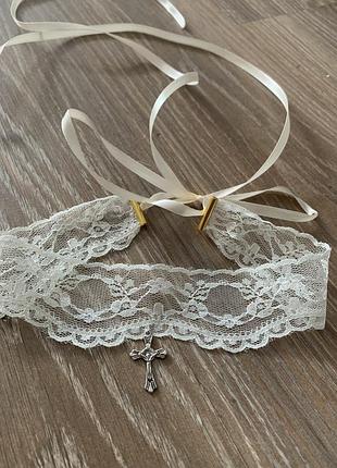 Ажурне намисто на шию мереживо під вишиванку подарунок кольє