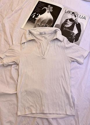 Футболка поло в рубчик stradivarius