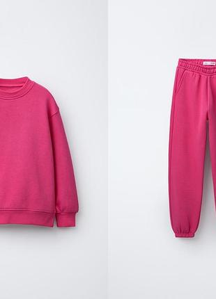 Підлітковий спортивний костюм (світшот + штани) для дівчинки zara 0257/601  малиновий