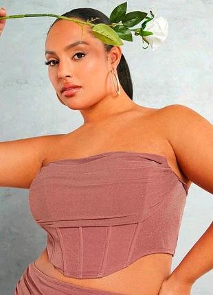 Розовый корсетный топ с люрексом размер м от shein