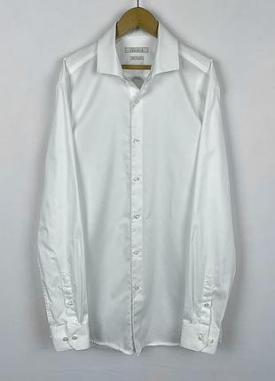 Perry ellis portfolio shirt сорочка біла однотонна l розміру
