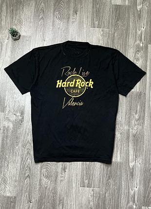 Чоловіча чорна оверсайз футболка hard rock cafe valencia vintage оригінал хард рок вінтаж