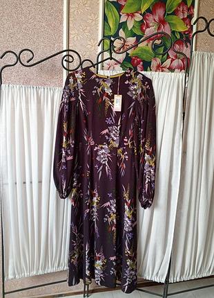 Красиве натуральне плаття міді в квітковий принт white stuff.