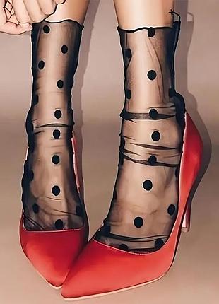 💃💃💃 носки женские черные сетка сеточка носки женские черные принт горох