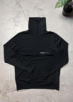Super.natural alpine turtleneck merino blend hoodie size m black