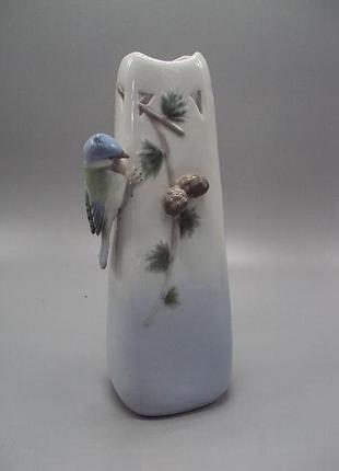 Ваза порцеляна європа важечка пташка на гілках шишки висота 23,5 см no13635