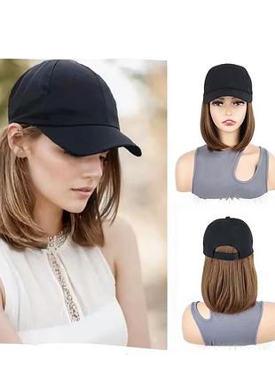 Тресси волосся з бейсболкою чорною / трессы волосы на кепке бейсболке бейсболка- парик