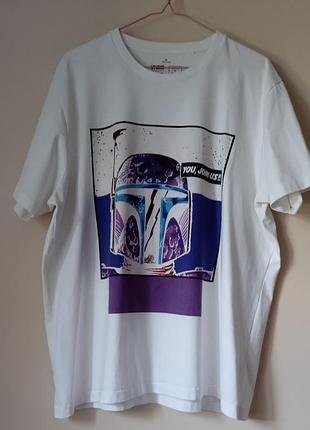 Белая мужская футболка с принтом, uniqlo,star wars.в коллаборации зetsu nishiyama.xl.