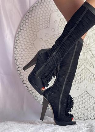 Чоботи на літо на високих підборах, хілз, high heels, замша