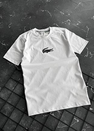 Біла чоловіча футболка lacoste💣