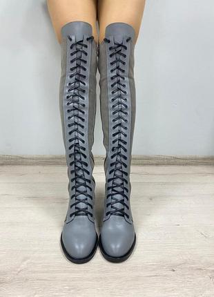 Чоботи берці із натуральноі шкіри на платформі  і шнурівці, демісезонгі, зимові