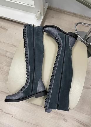 Сапоги берцы из натуральной кожи на платформе и шнуровке, демисезонги, зимние