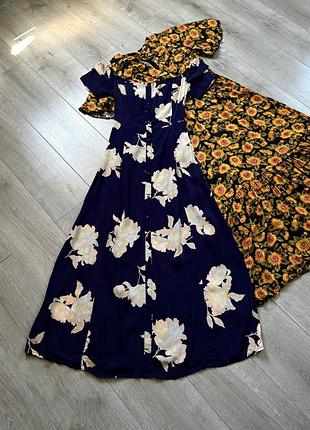 Сукня плаття максі довга літня розмір xs s river island в квіти натуральна тканина віскоза