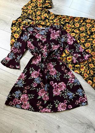 Сукня плаття в квіти натуральна тканина розмір s m для невисокої панянки віскоза