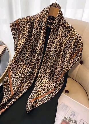 Платок твили 90 см платок косынка леопардовый принт стильная качественная