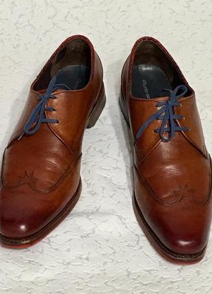 Шикарные кожаные эксклюзивные мужские туфли ручной работы1 фото