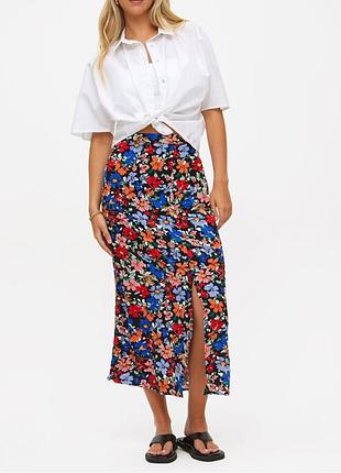 Юбка миди из вискозы с разрезом 22р