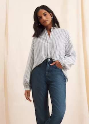 Базовая хлопковая рубашка в полоску jd williams с круглым воротничком