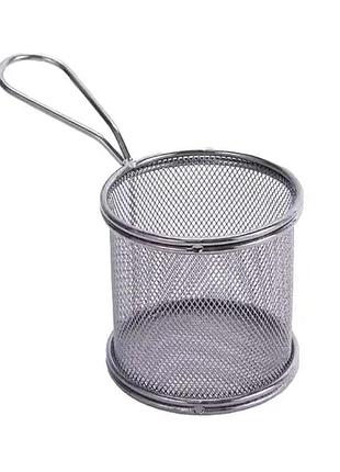 Корзина сервировочная для фри и снеков 9х9 см с гальваническим покрытием, черная