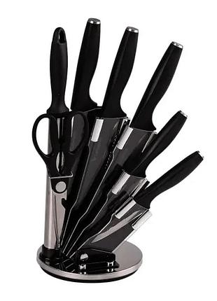 Набор кухонных ножей с углеродным покрытием 7 предметов, черный
