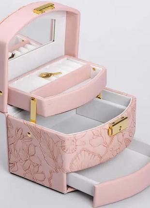 Кейс-скринька для прикрас із замком 15,5х11,5х11,5 см, рожевий