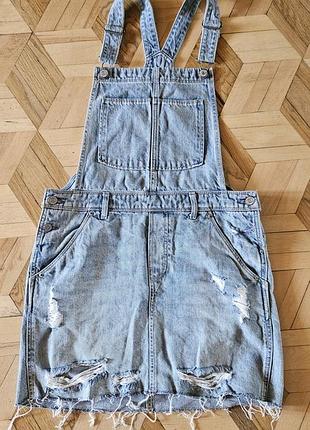 Джинсовый женский короткий сарафан h&amp;m р.с hm