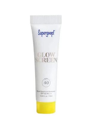 Водостойкий солнцезащитный крем для лица с сияющим финишем supergoop glowscreen sunrise spf40 (10 ml) mini