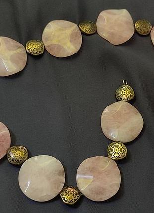 Намисто з рожевого кварцу